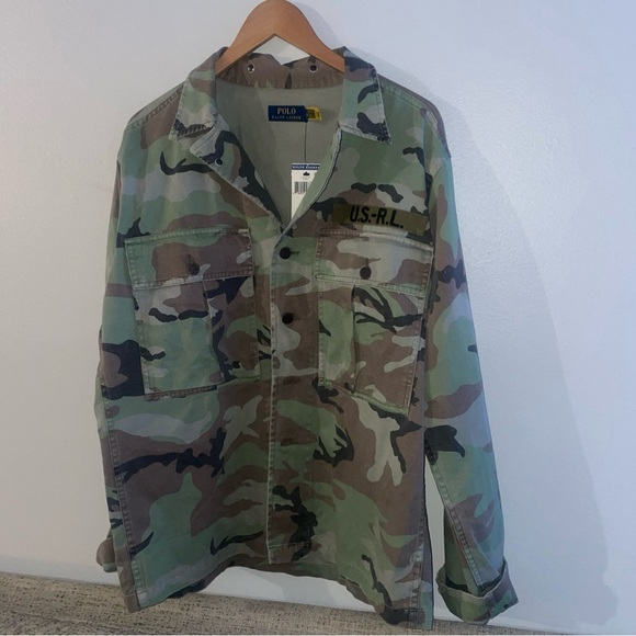 Polo Ralph Lauren Camo Military Over Shirt U.S.-R.L. Jacket Camouflage ( L ) - Picture 4 of 12